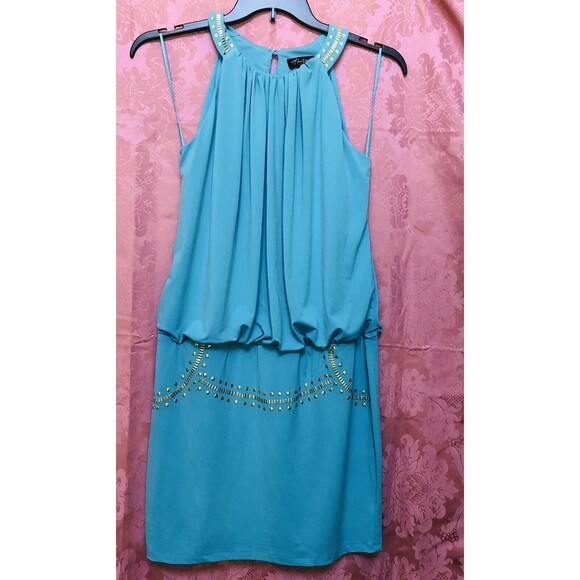 Thalia Sodi Women's Dress Blue Sleeveless Healt-neck Size M Excellent Condition$ - Picture 2 of 8